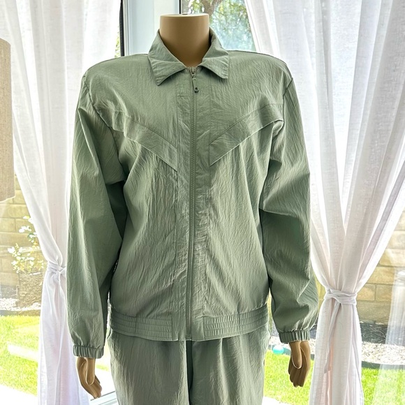 Womens Vintage Teddi 80s 90s Track Suit Light Green Size 12 Petite Medium - Picture 3 of 10